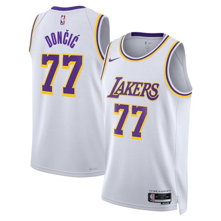 Unisex Los Angeles Lakers #77 Luka Doncic White Swingman City Edition Jersey